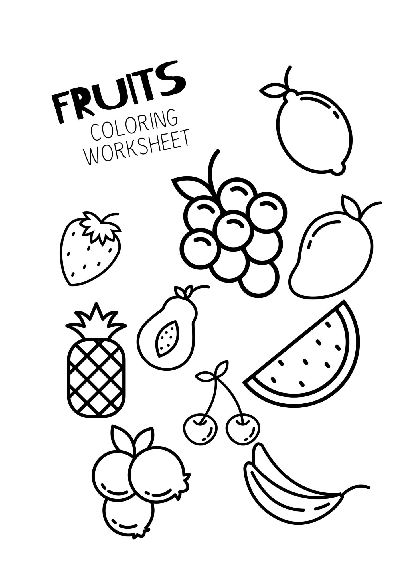 Fruit Coloring Pages for Kids Activities 1