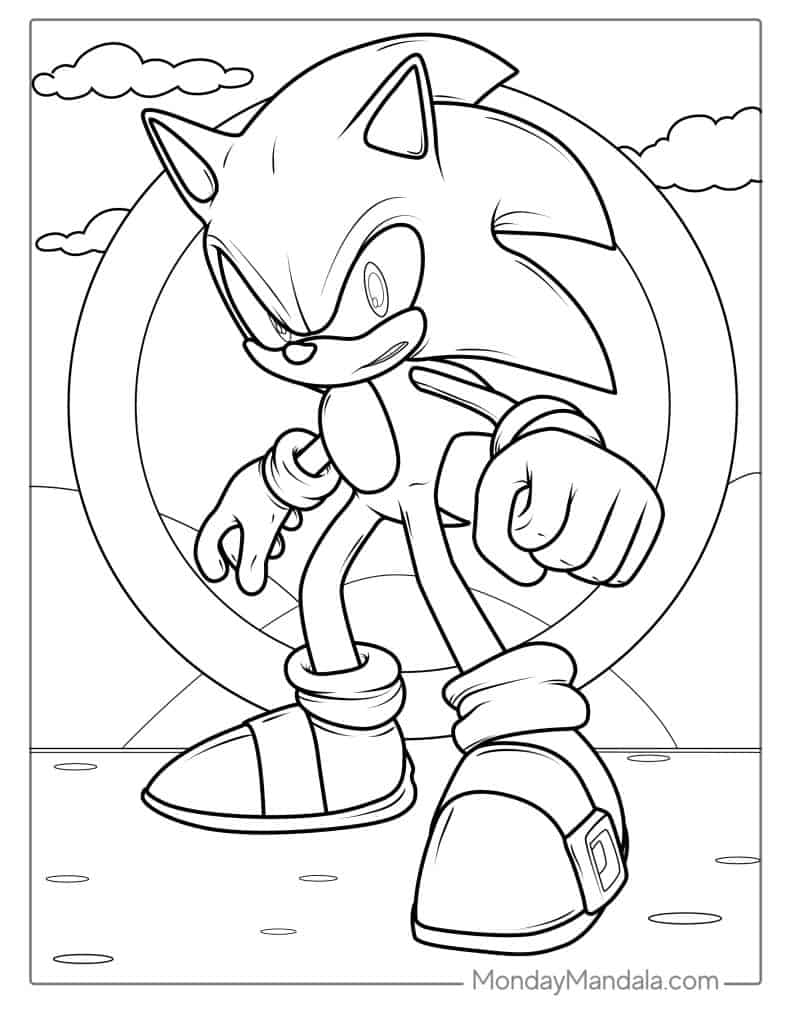 Super Sonic Coloring Pages Free Printable 45