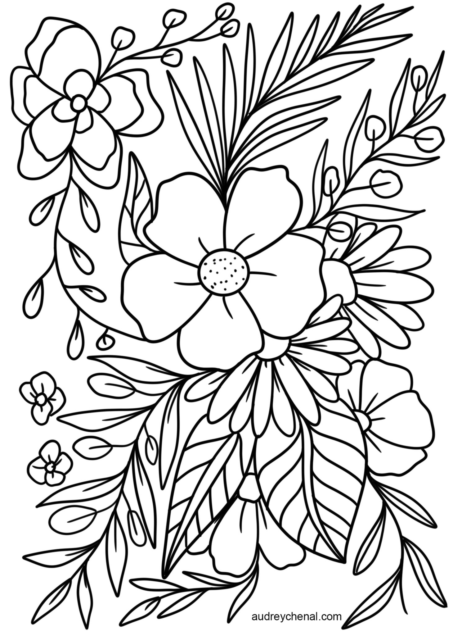 100+ Flower Coloring Pages for Adults 10