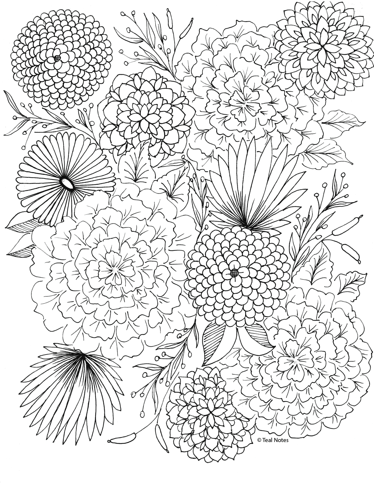 100+ Flower Coloring Pages for Adults 105