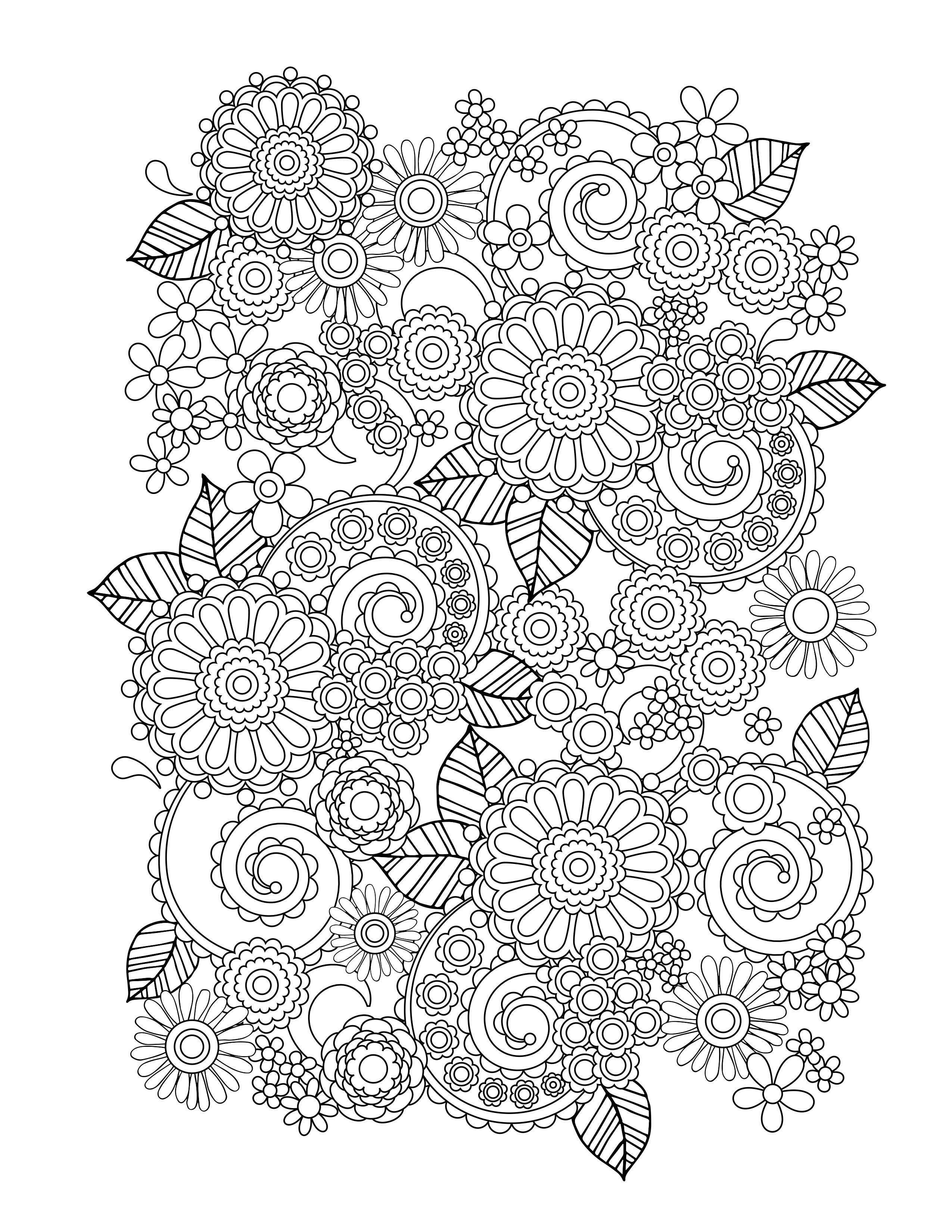 100+ Flower Coloring Pages for Adults 106