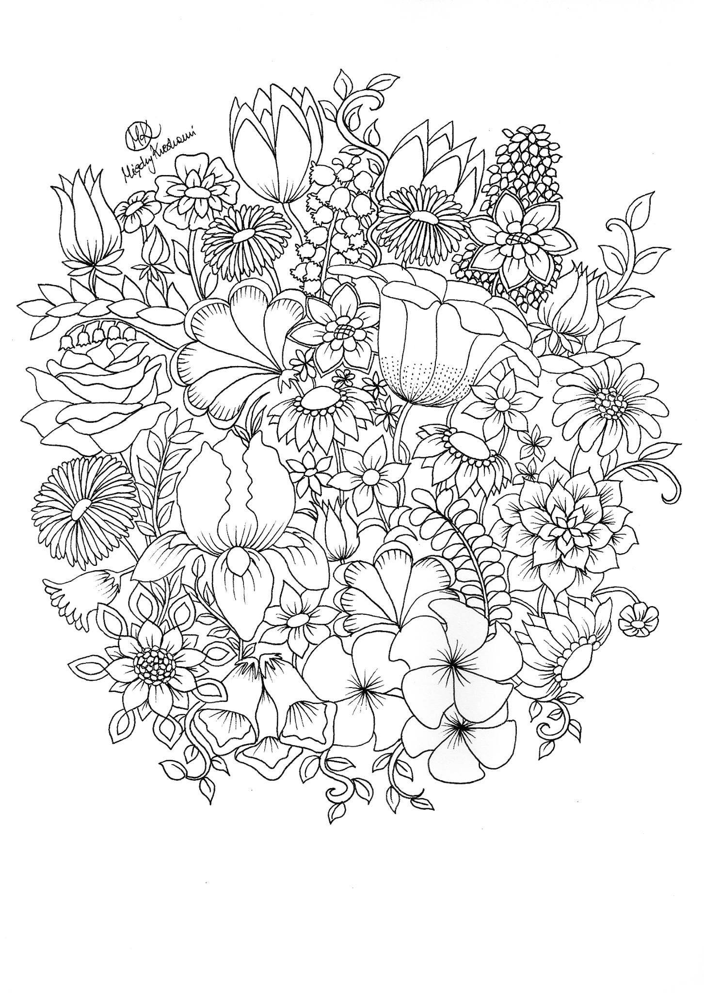 100+ Flower Coloring Pages for Adults 11