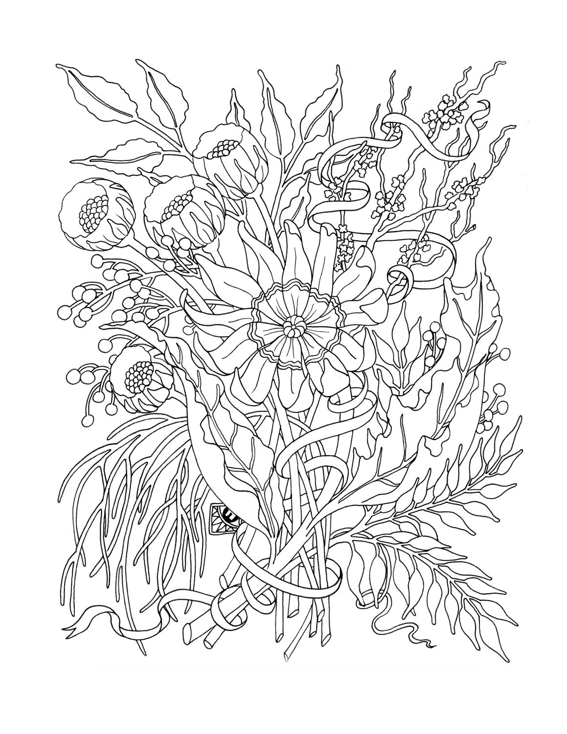 100+ Flower Coloring Pages for Adults 111