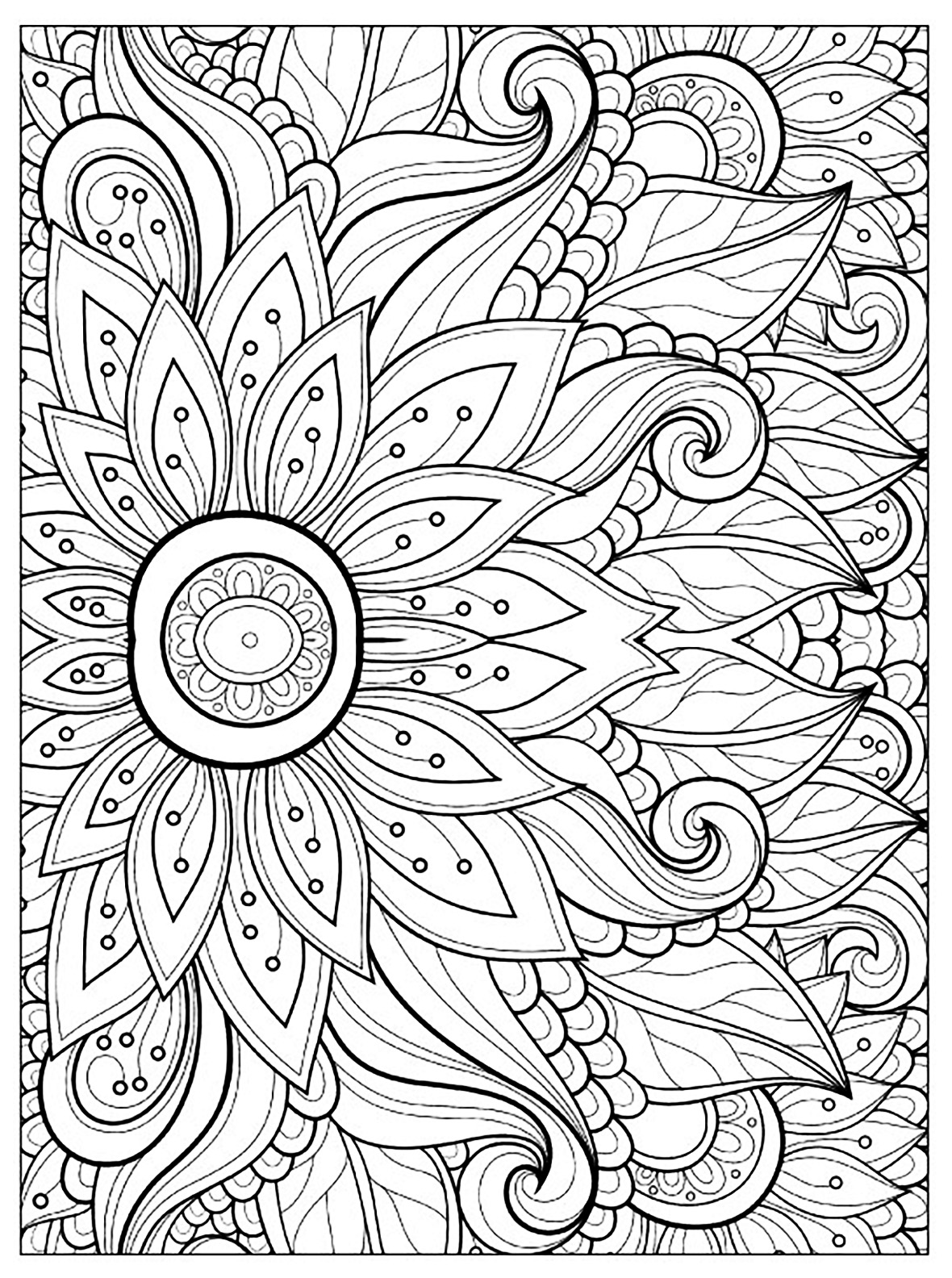 100+ Flower Coloring Pages for Adults 19