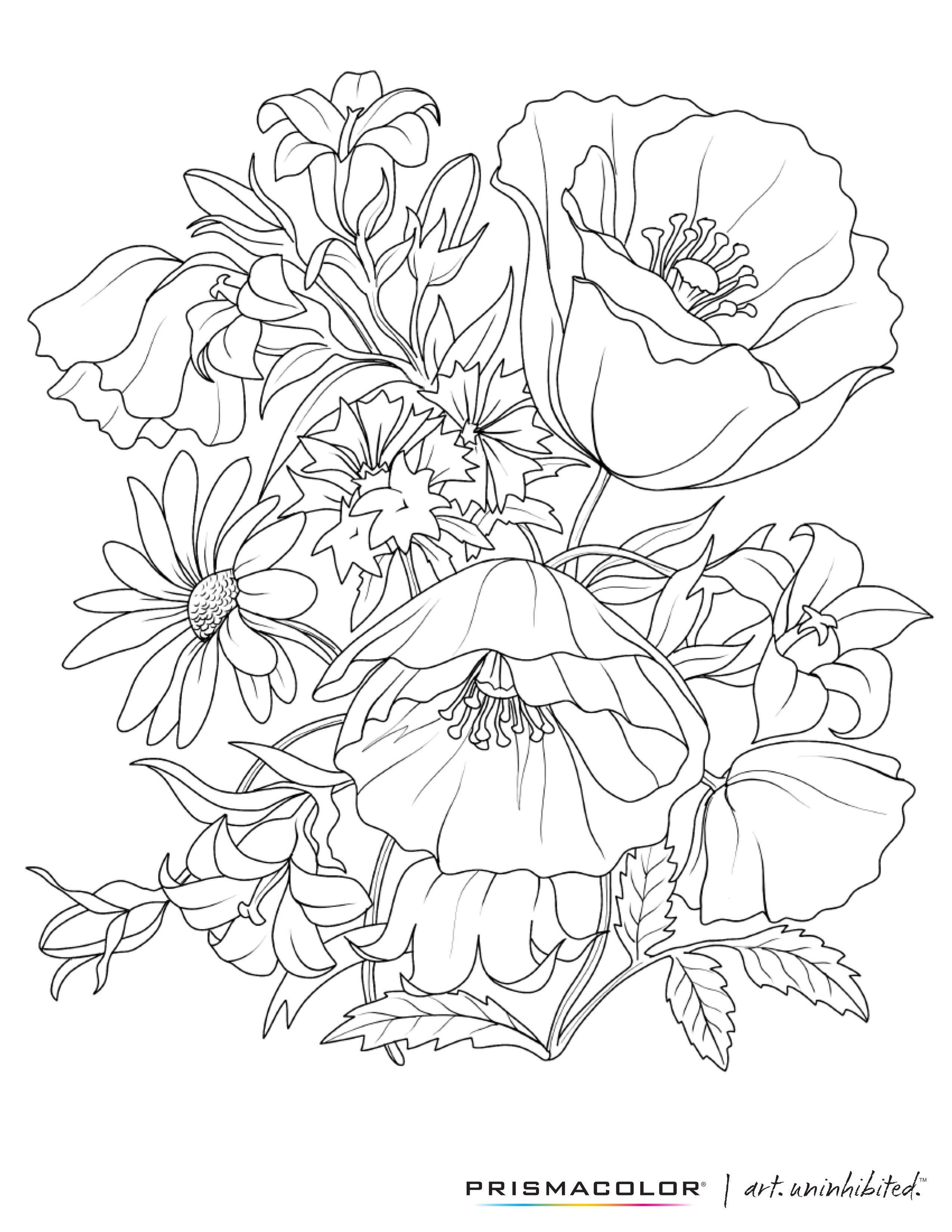 100+ Flower Coloring Pages for Adults 2