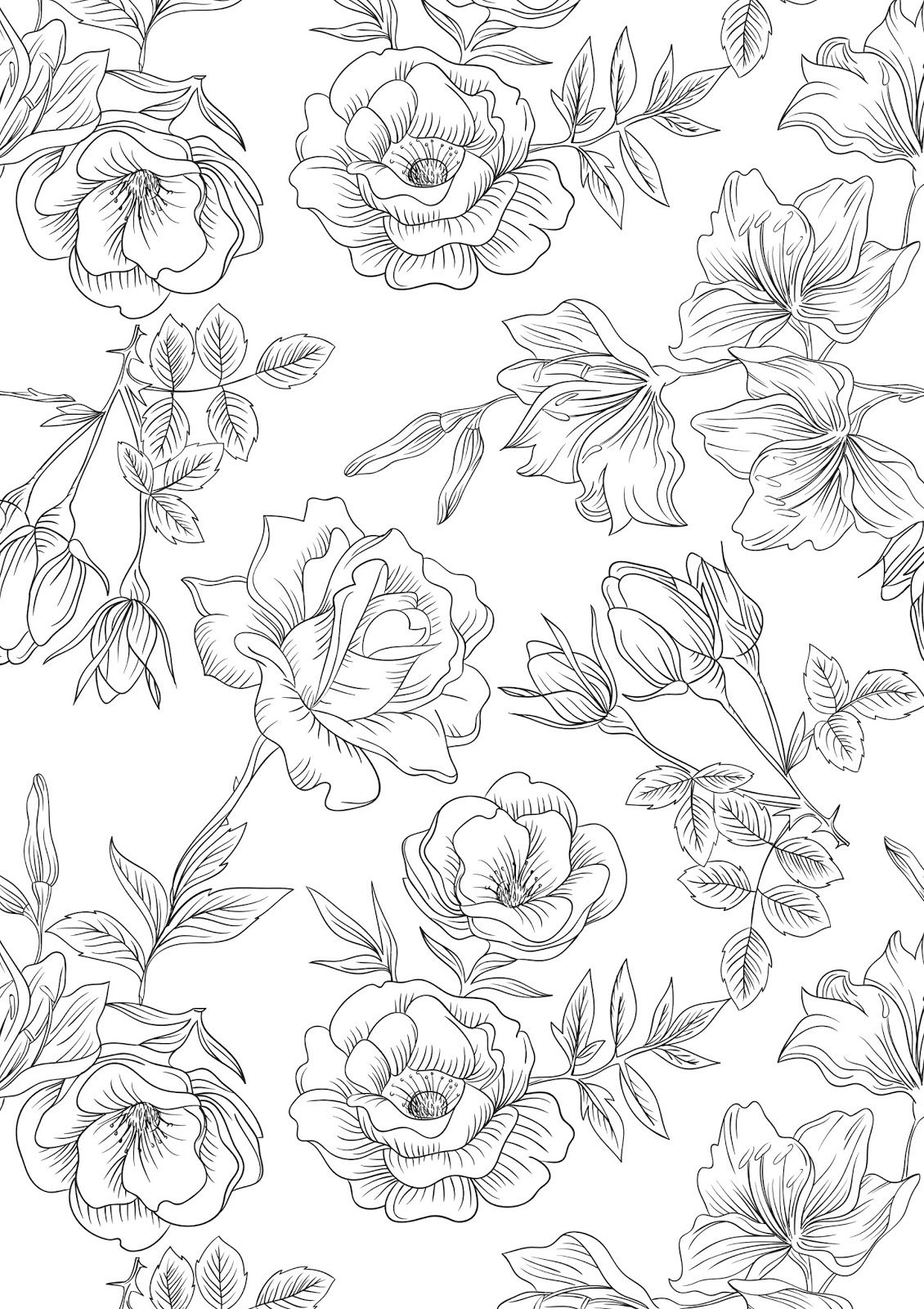 100+ Flower Coloring Pages for Adults 21