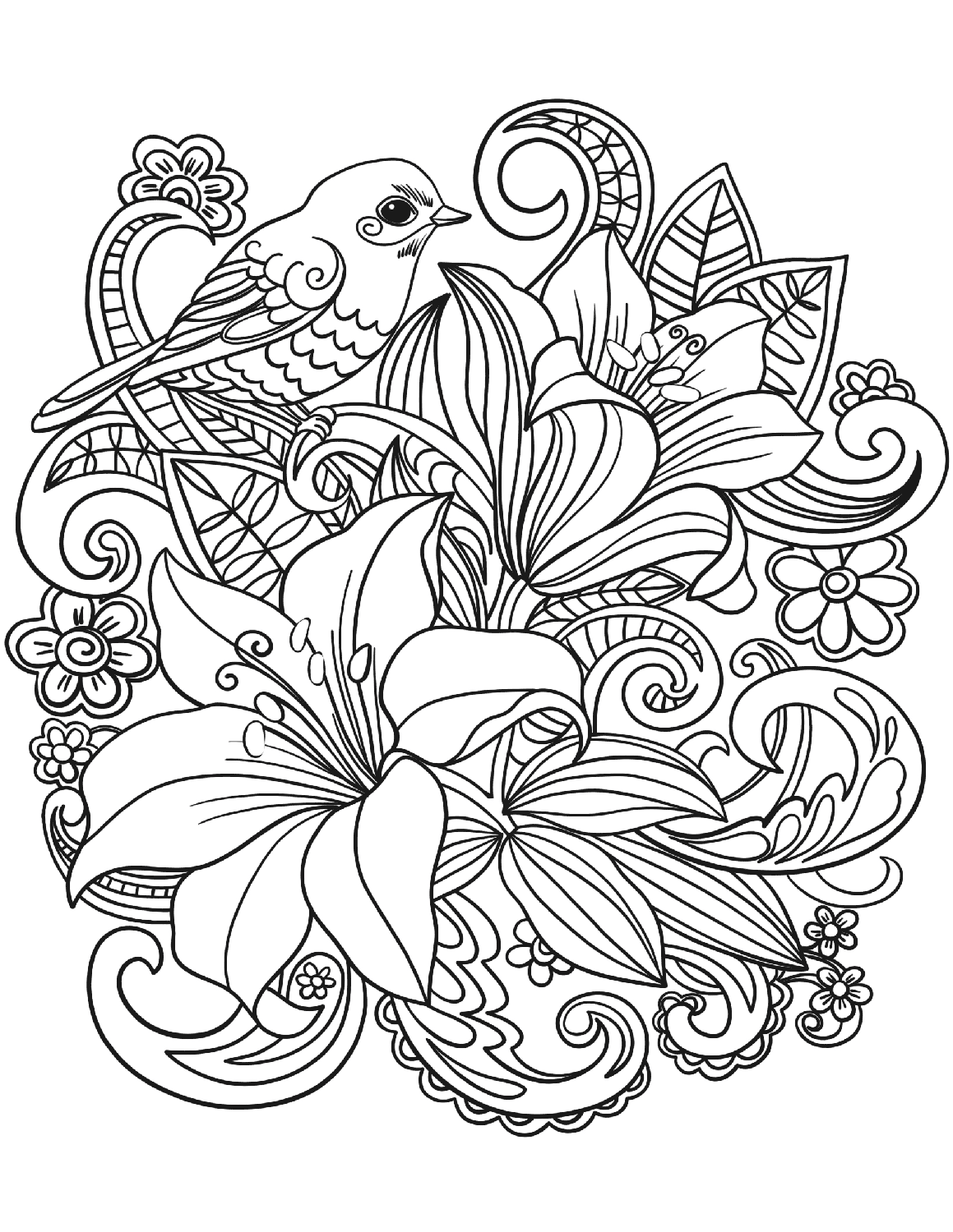 100+ Flower Coloring Pages for Adults 22