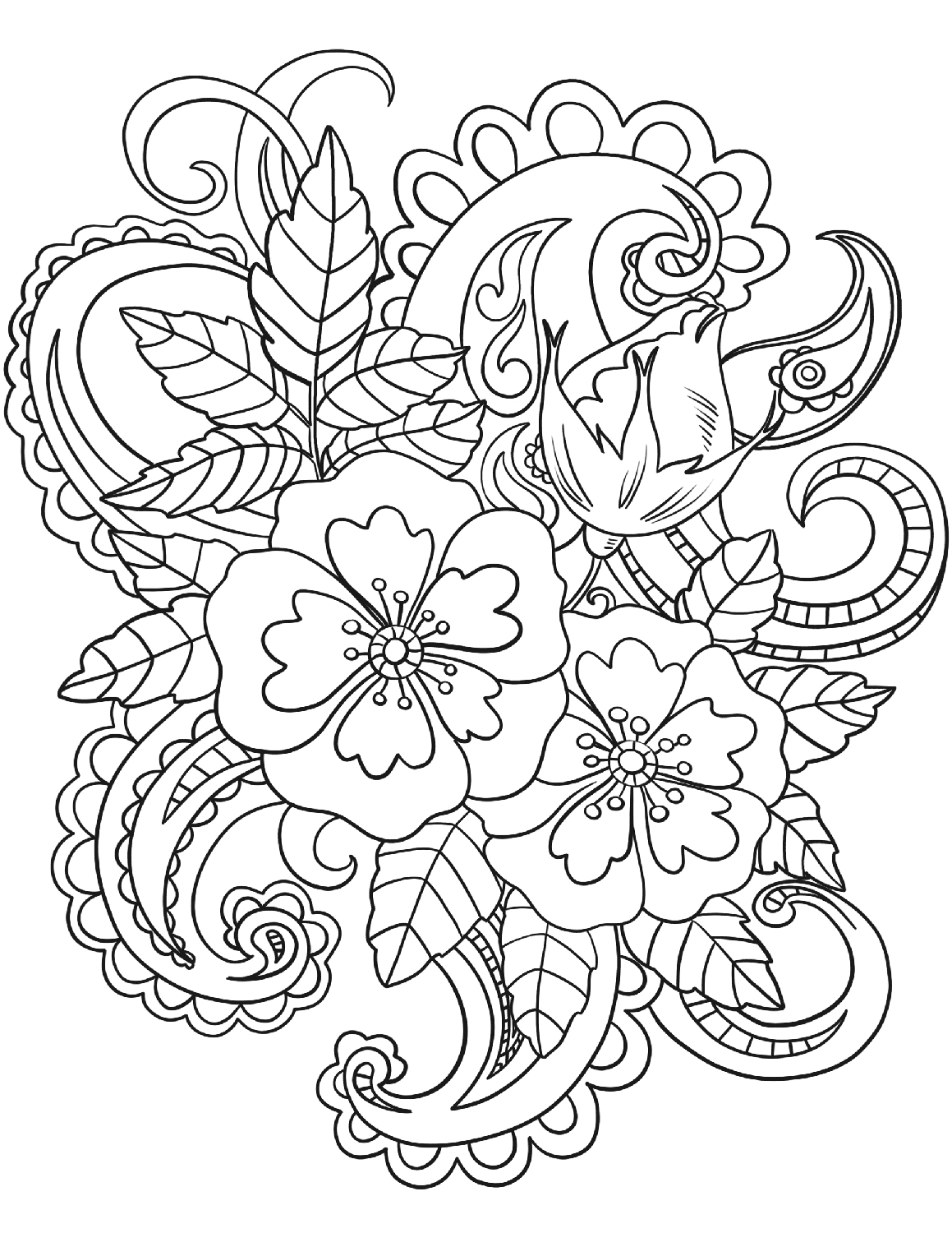 100+ Flower Coloring Pages for Adults 23