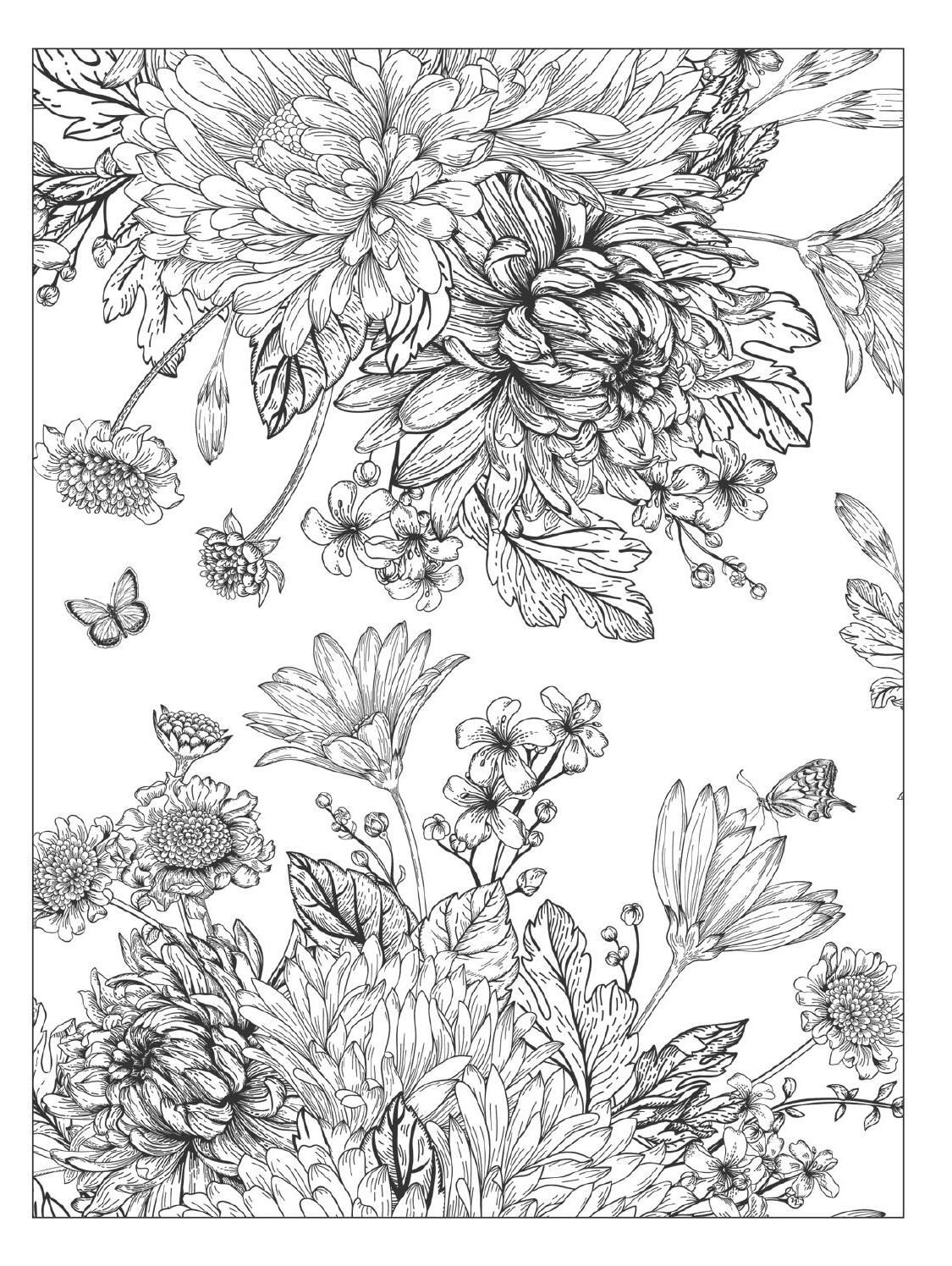 100+ Flower Coloring Pages for Adults 31