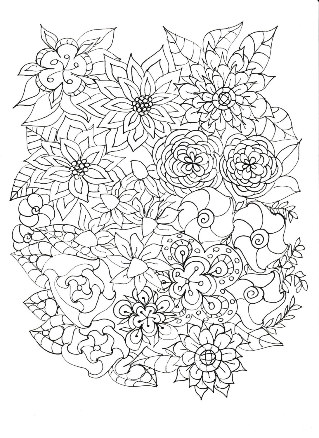 100+ Flower Coloring Pages for Adults 33