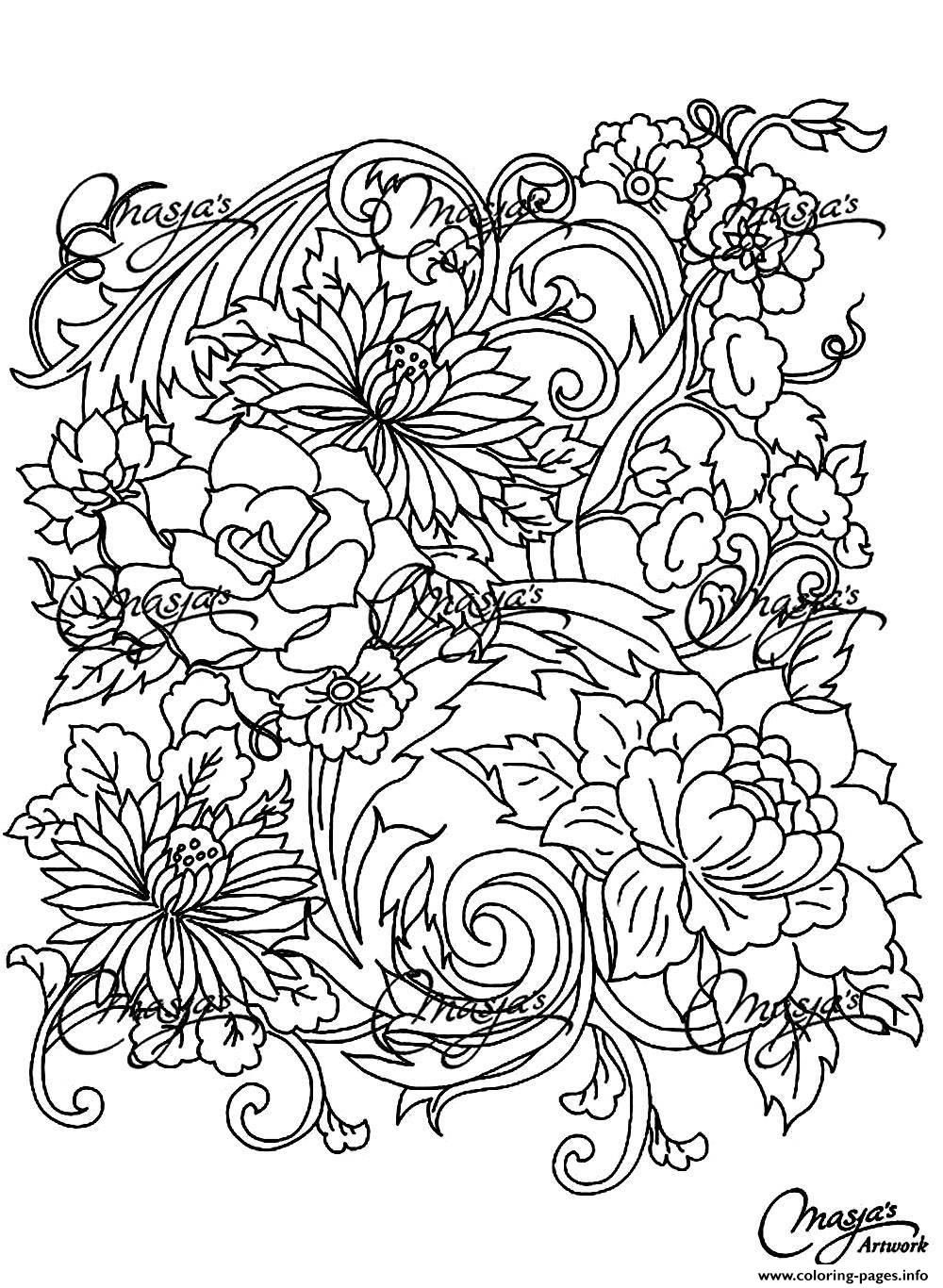 100+ Flower Coloring Pages for Adults 34