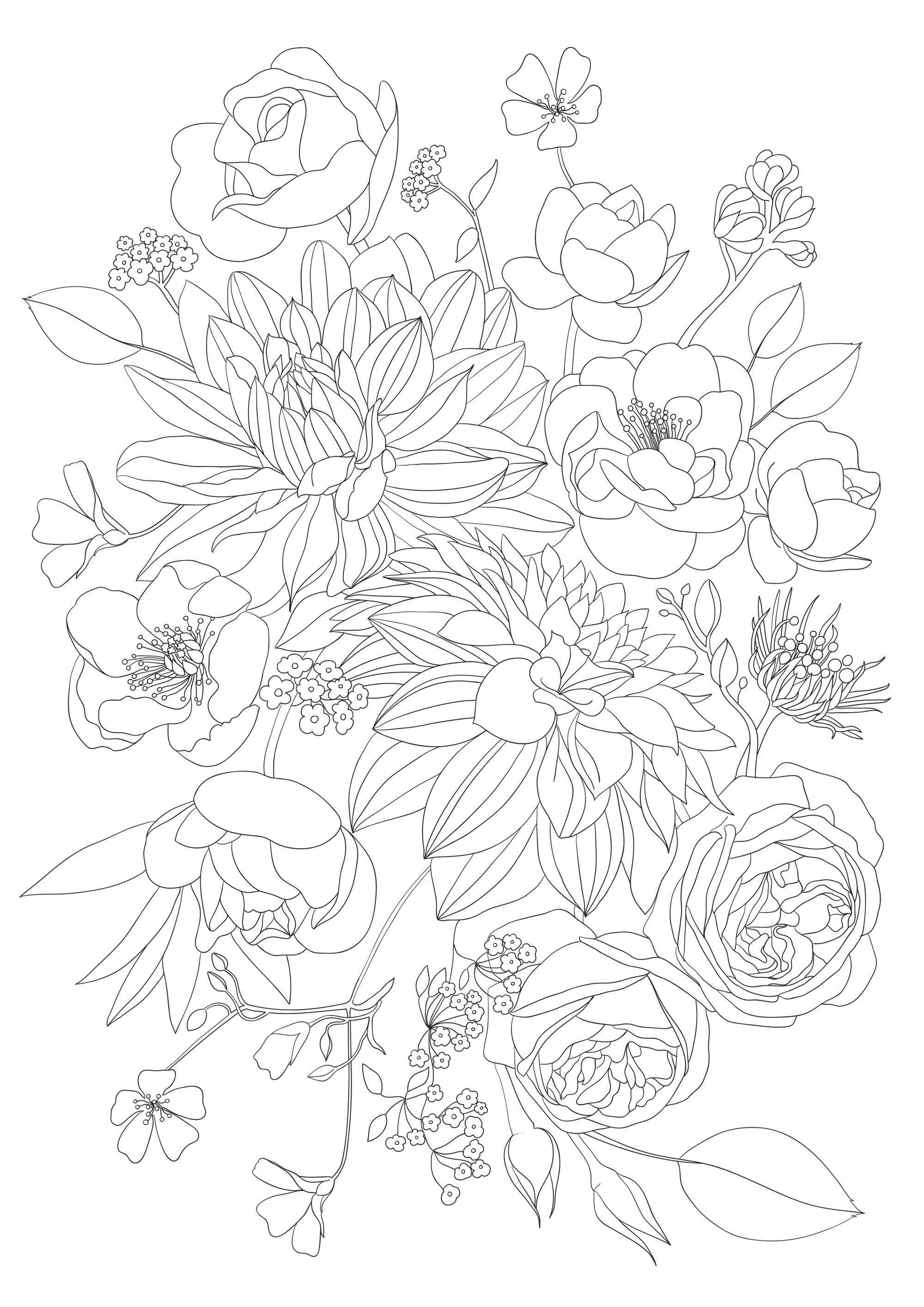 100+ Flower Coloring Pages for Adults 4