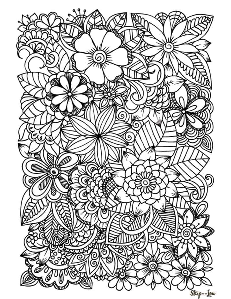 100+ Flower Coloring Pages for Adults 48