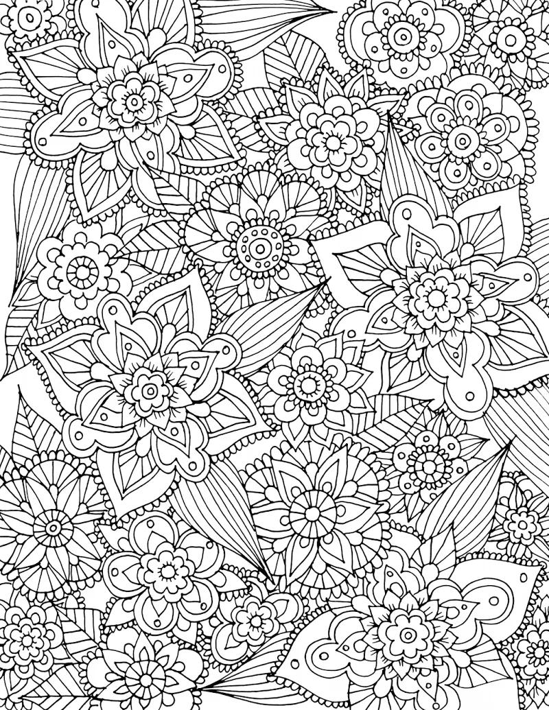 100+ Flower Coloring Pages for Adults 49