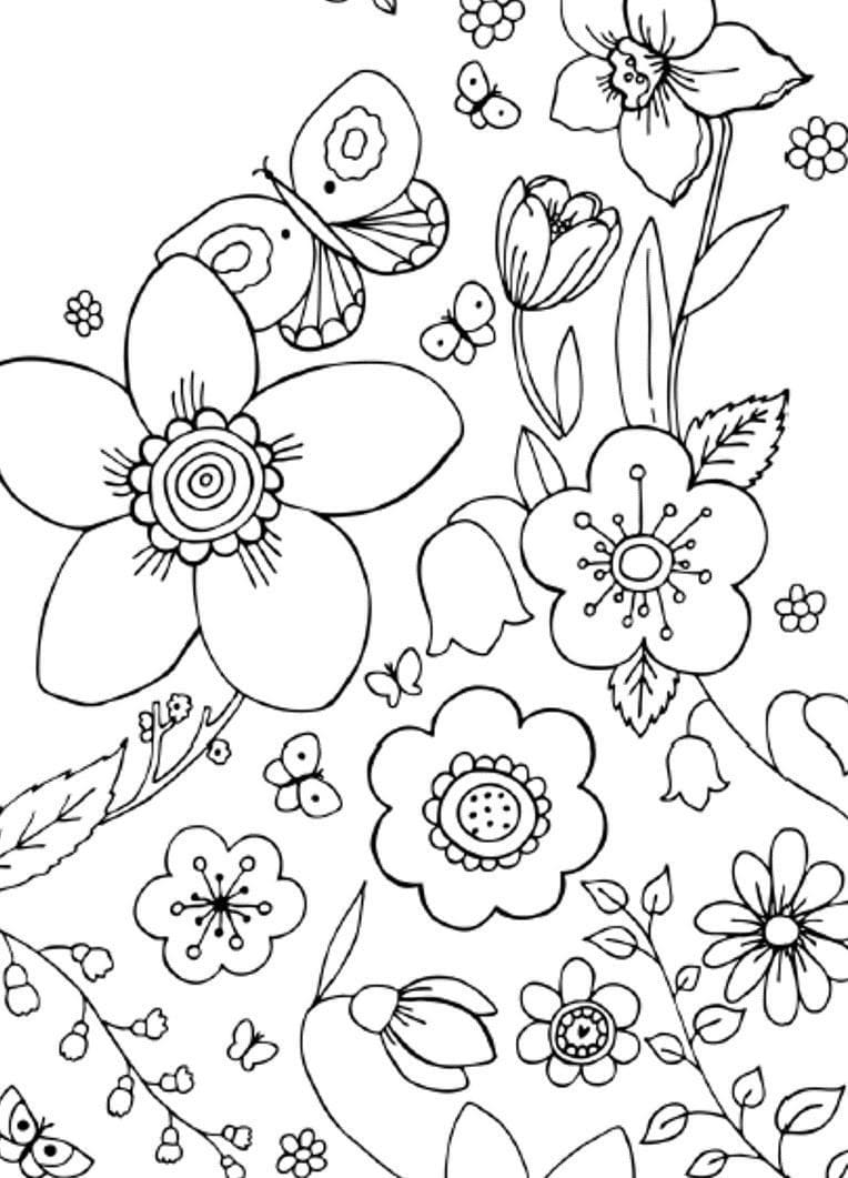 100+ Flower Coloring Pages for Adults 50