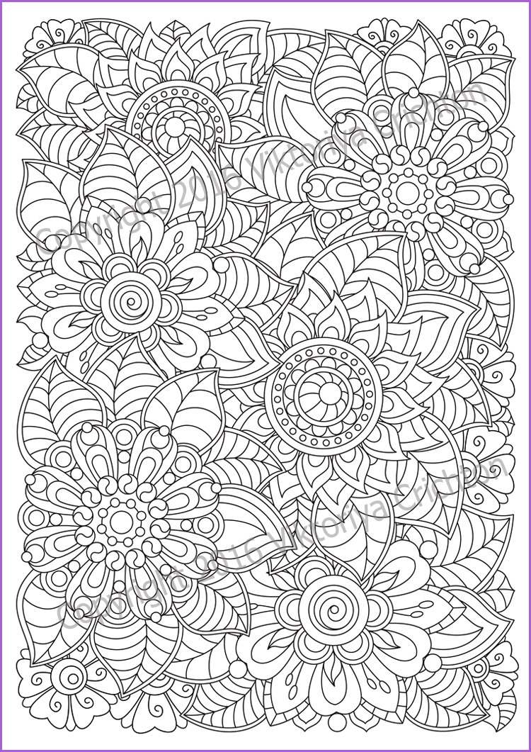 100+ Flower Coloring Pages for Adults 52