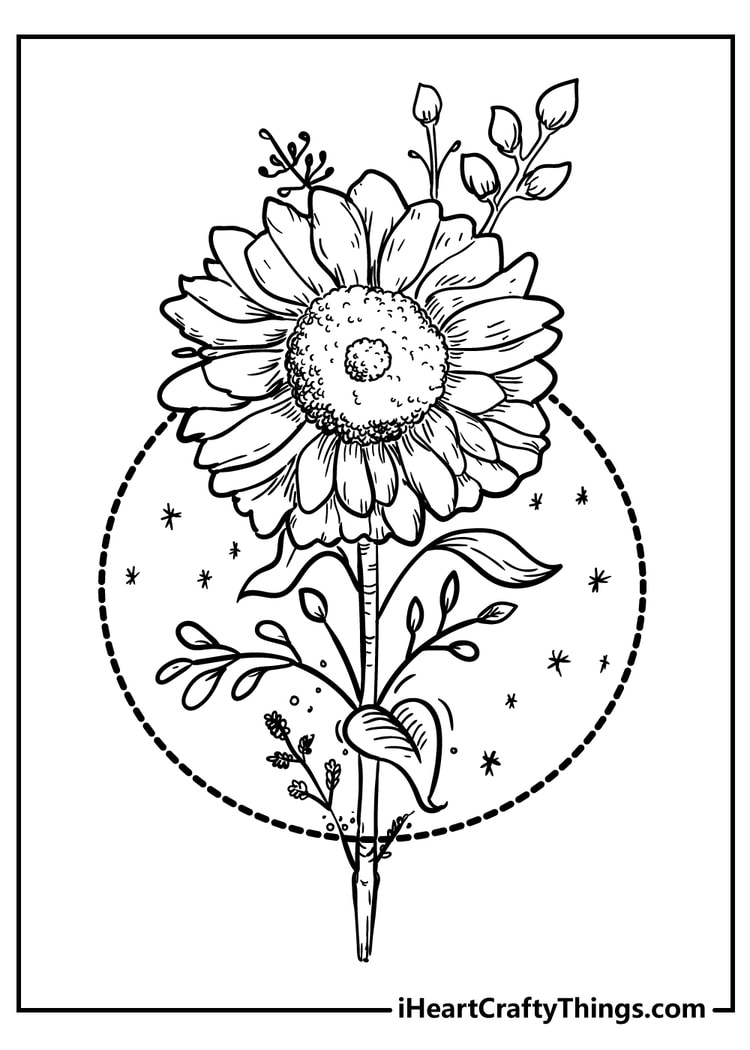 100+ Flower Coloring Pages for Adults 54