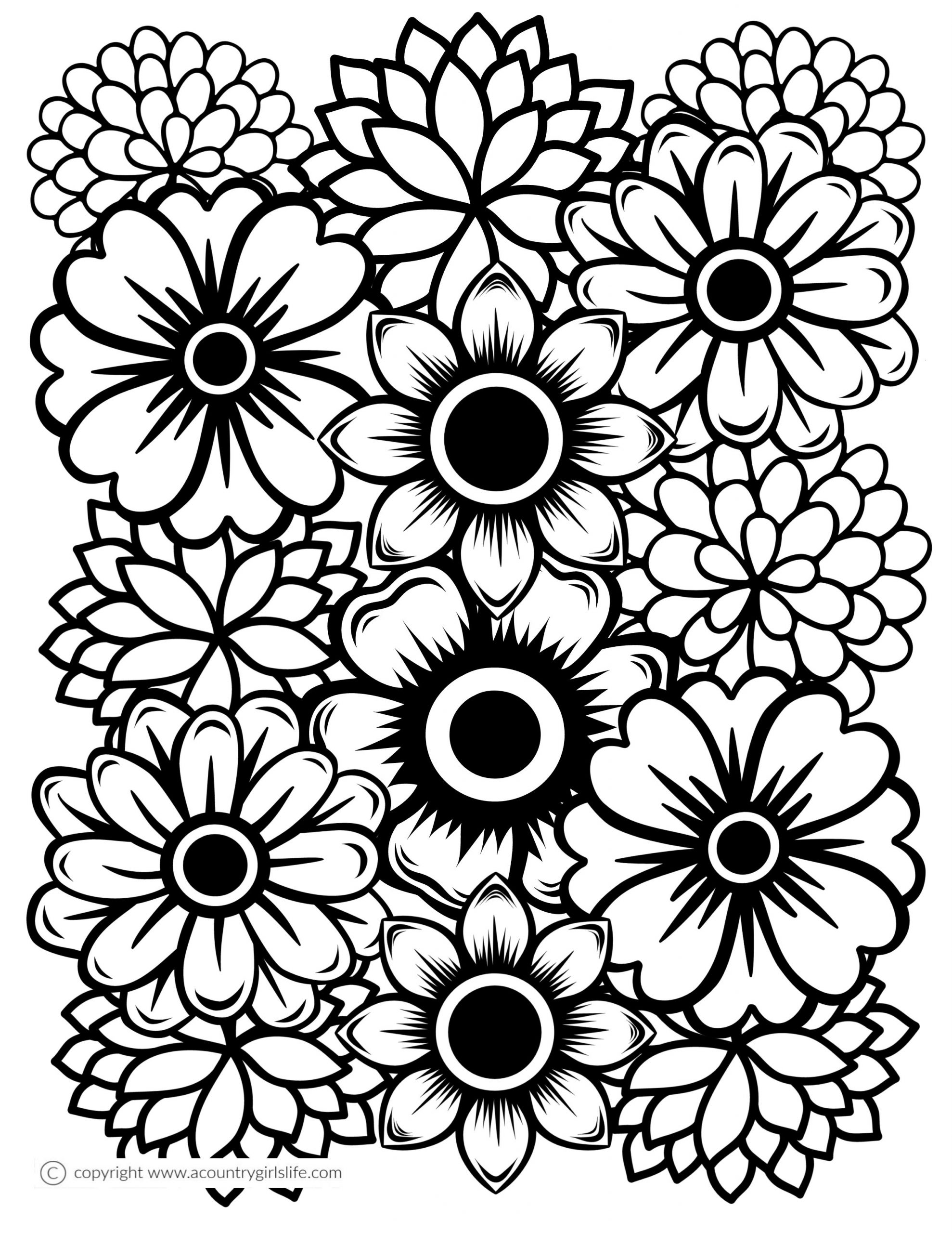 100+ Flower Coloring Pages for Adults 6