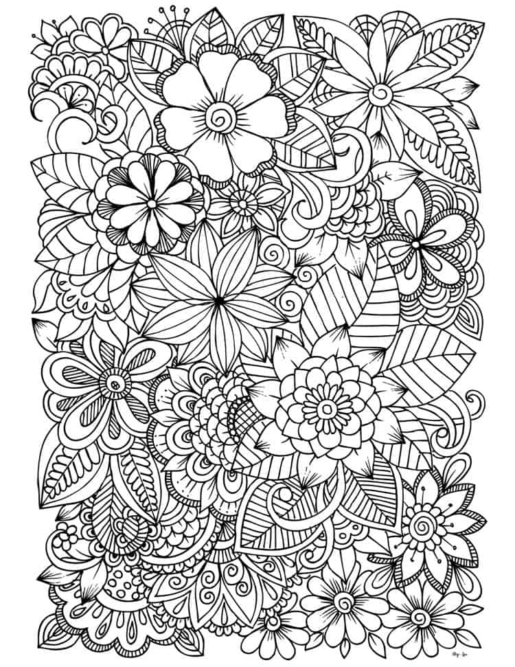 100+ Flower Coloring Pages for Adults 61