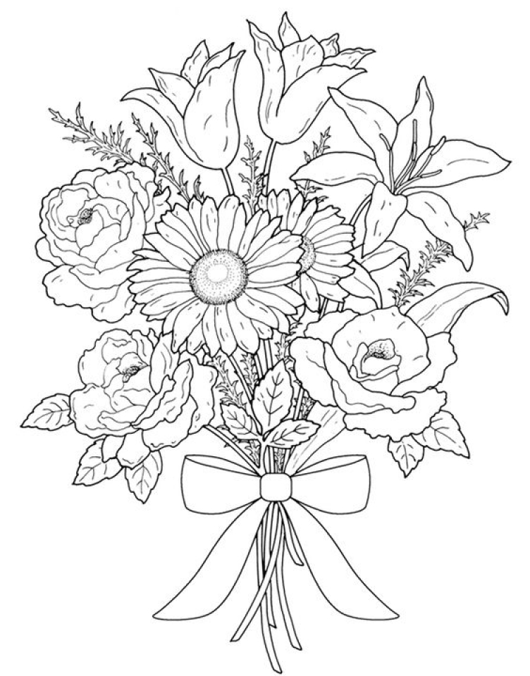 100+ Flower Coloring Pages for Adults 63