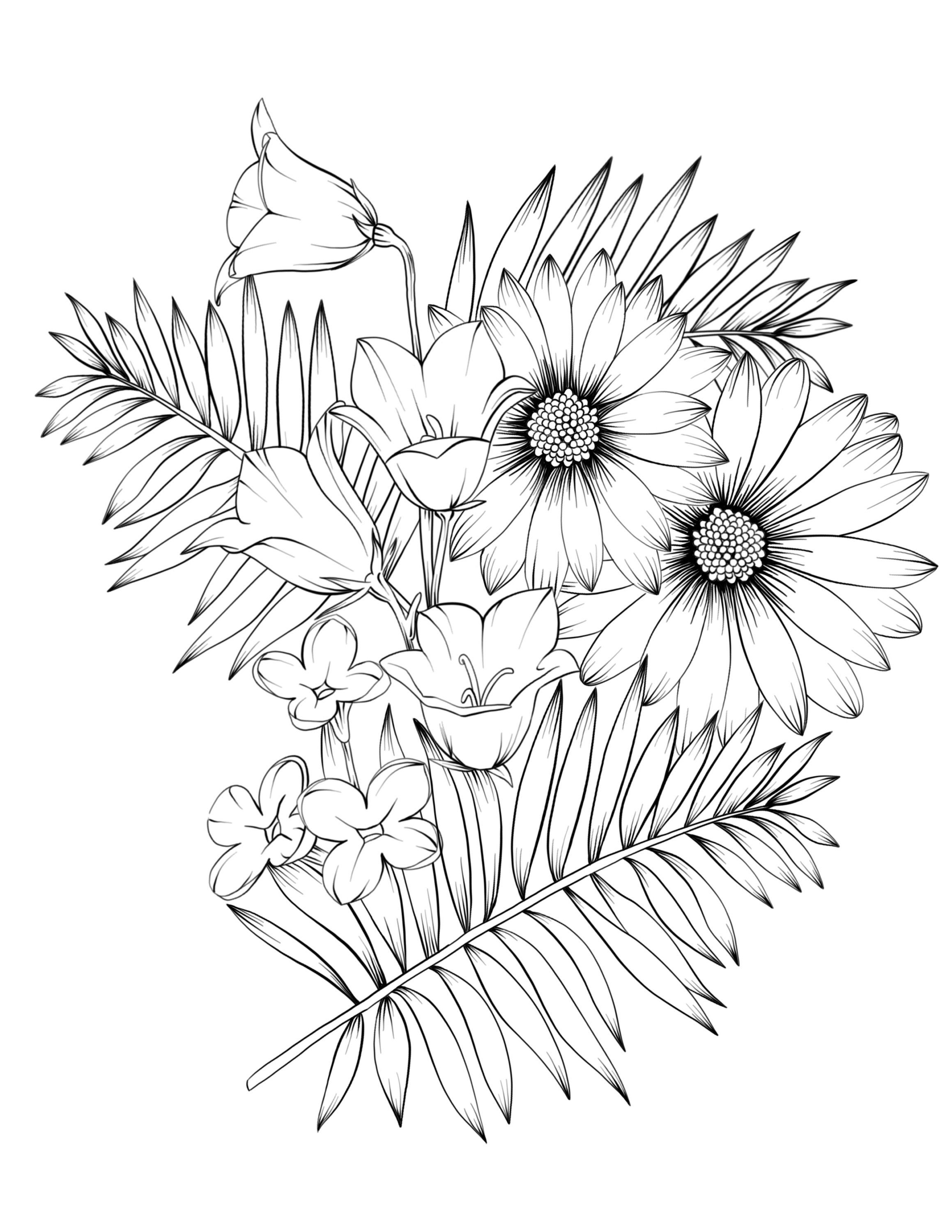 100+ Flower Coloring Pages for Adults 67