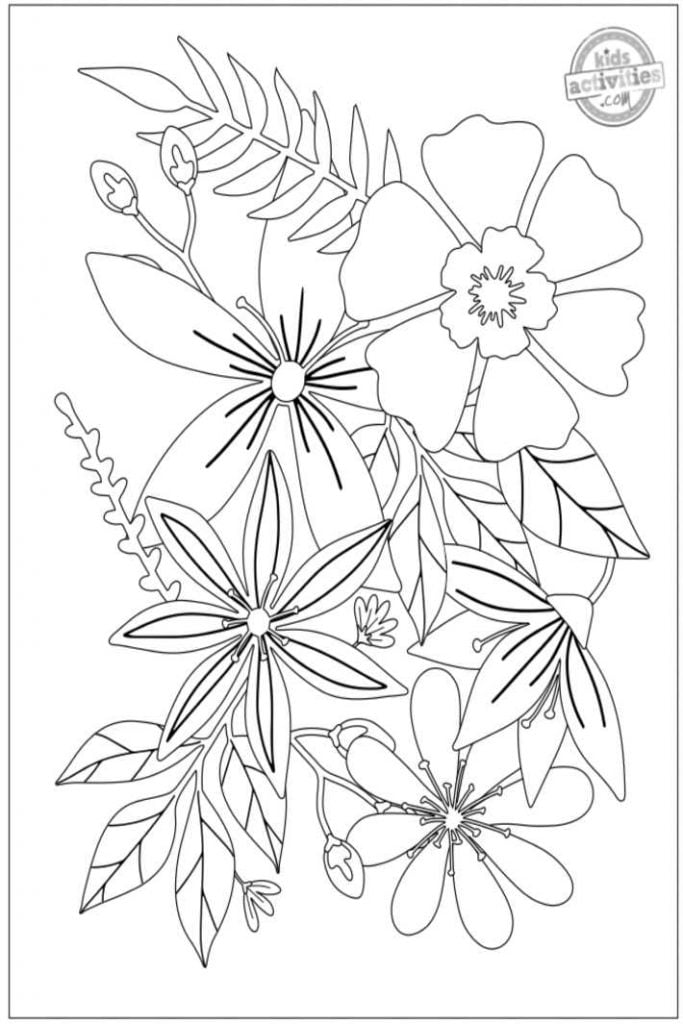 100+ Flower Coloring Pages for Adults 68