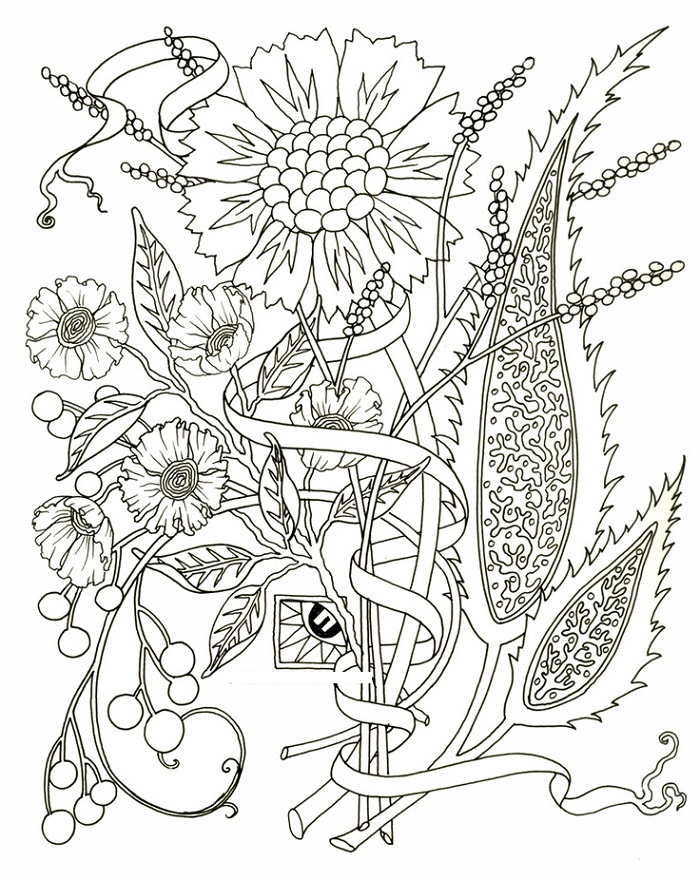 100+ Flower Coloring Pages for Adults 73