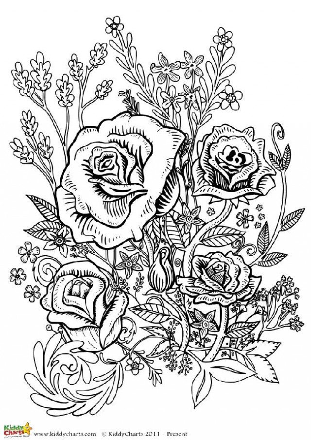 100+ Flower Coloring Pages for Adults 76