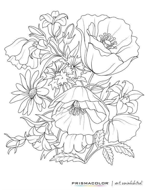 100+ Flower Coloring Pages for Adults 81