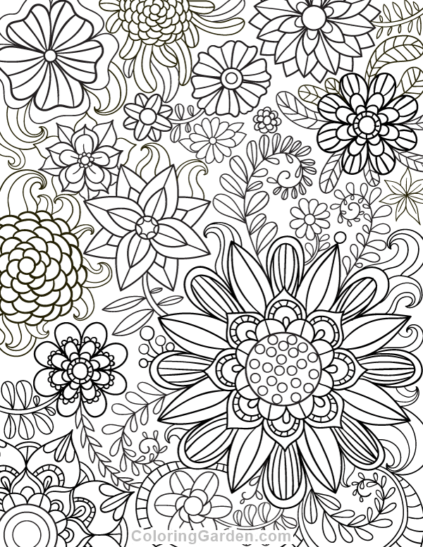 100+ Flower Coloring Pages for Adults 82