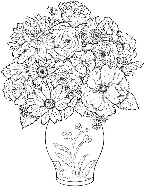 100+ Flower Coloring Pages for Adults 84