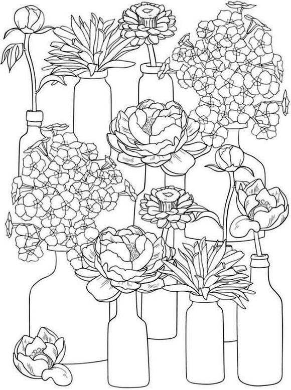 100+ Flower Coloring Pages for Adults 85