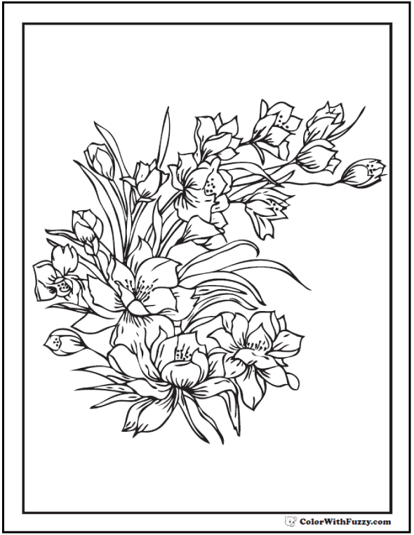 100+ Flower Coloring Pages for Adults 87