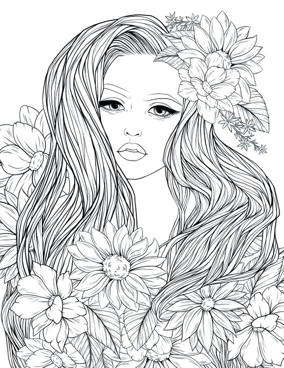 100+ Flower Coloring Pages for Adults 88