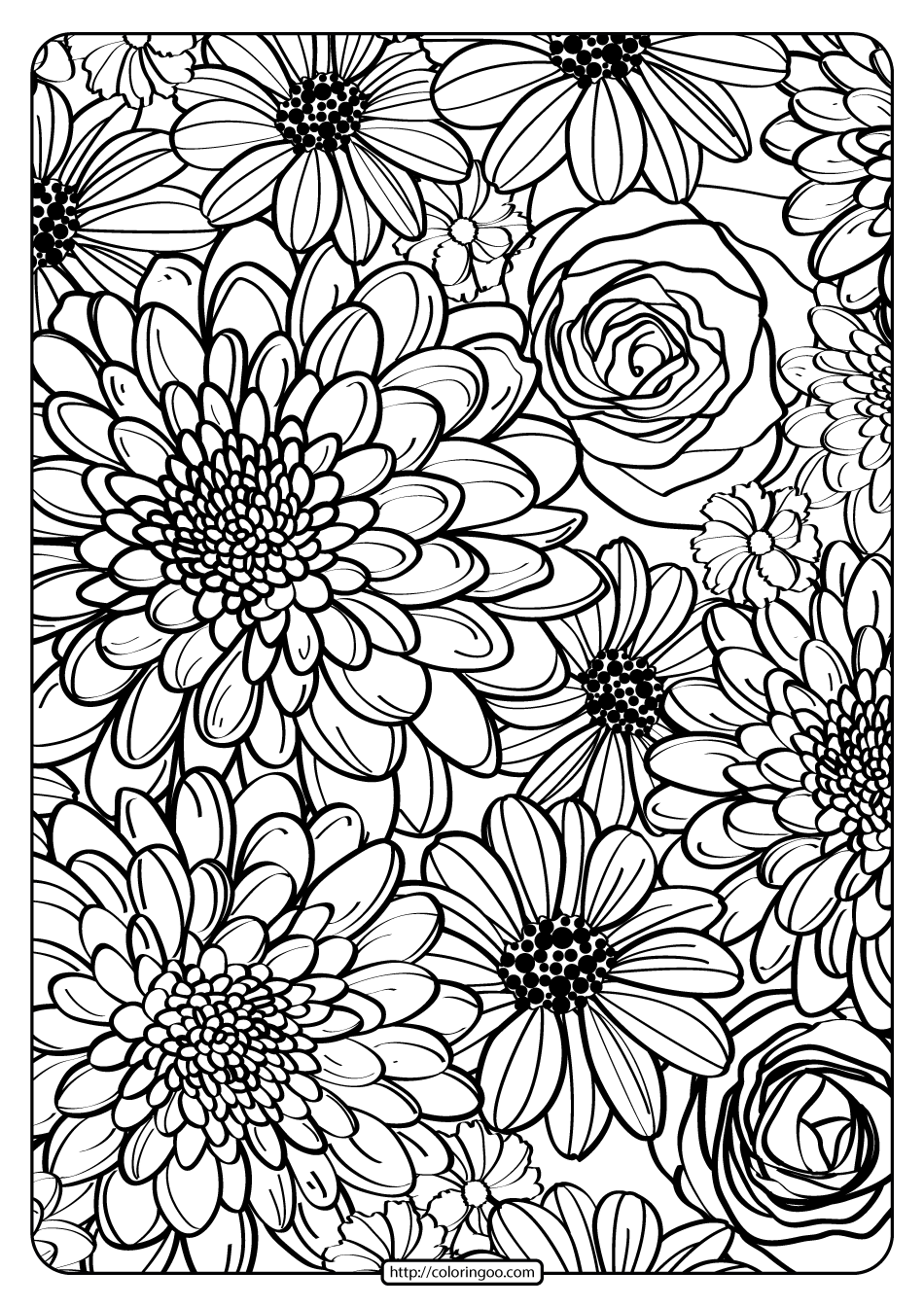 100+ Flower Coloring Pages for Adults 92