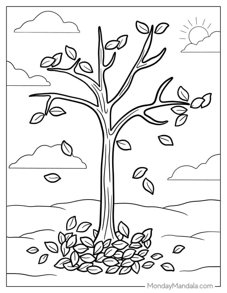 160 Tree Coloring Pages: Explore Nature's Palette 46