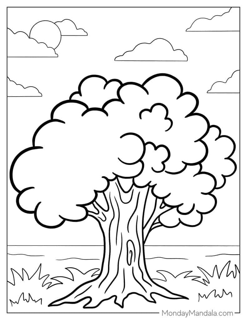 160 Tree Coloring Pages: Explore Nature's Palette 47