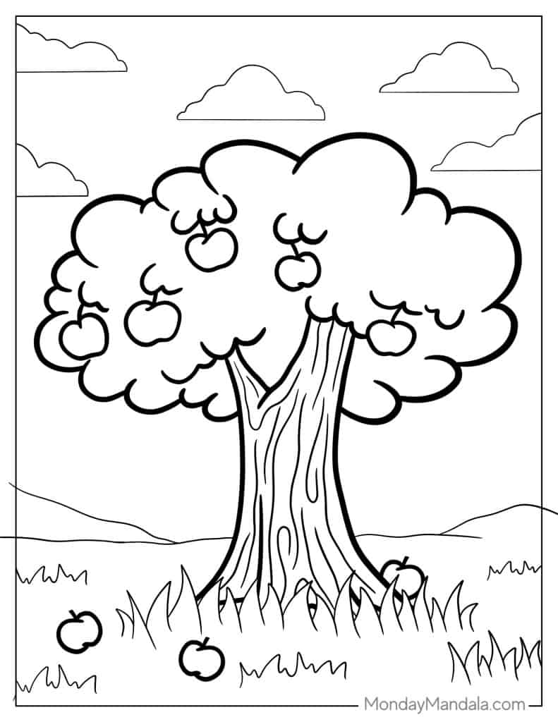 160 Tree Coloring Pages: Explore Nature's Palette 48