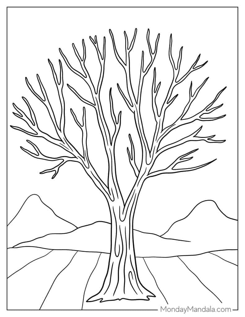 160 Tree Coloring Pages: Explore Nature's Palette 49