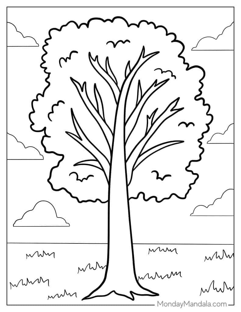 160 Tree Coloring Pages: Explore Nature's Palette 50