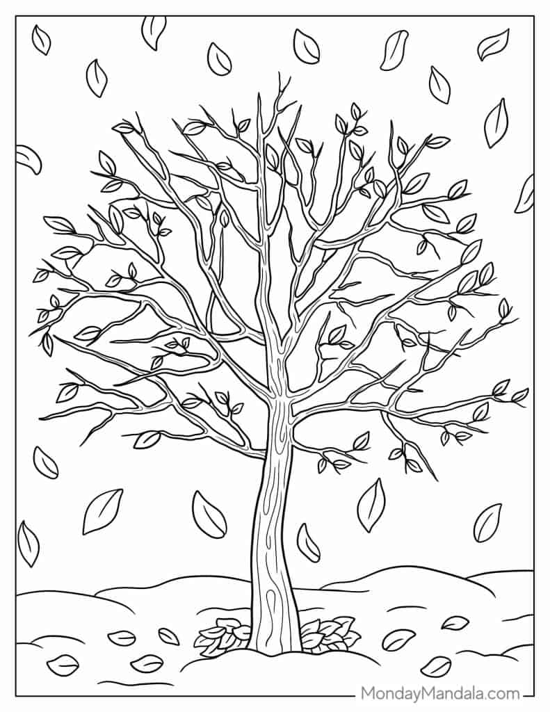 160 Tree Coloring Pages: Explore Nature's Palette 55