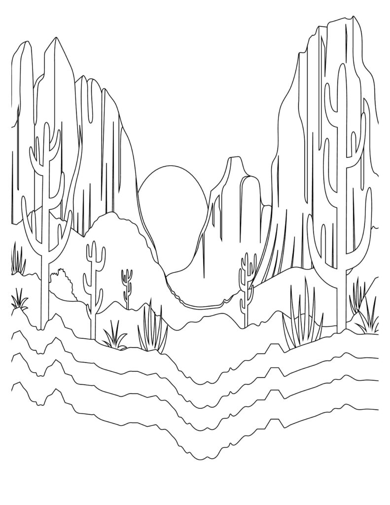 175+ Desert Landscape Coloring Pages Printable 44