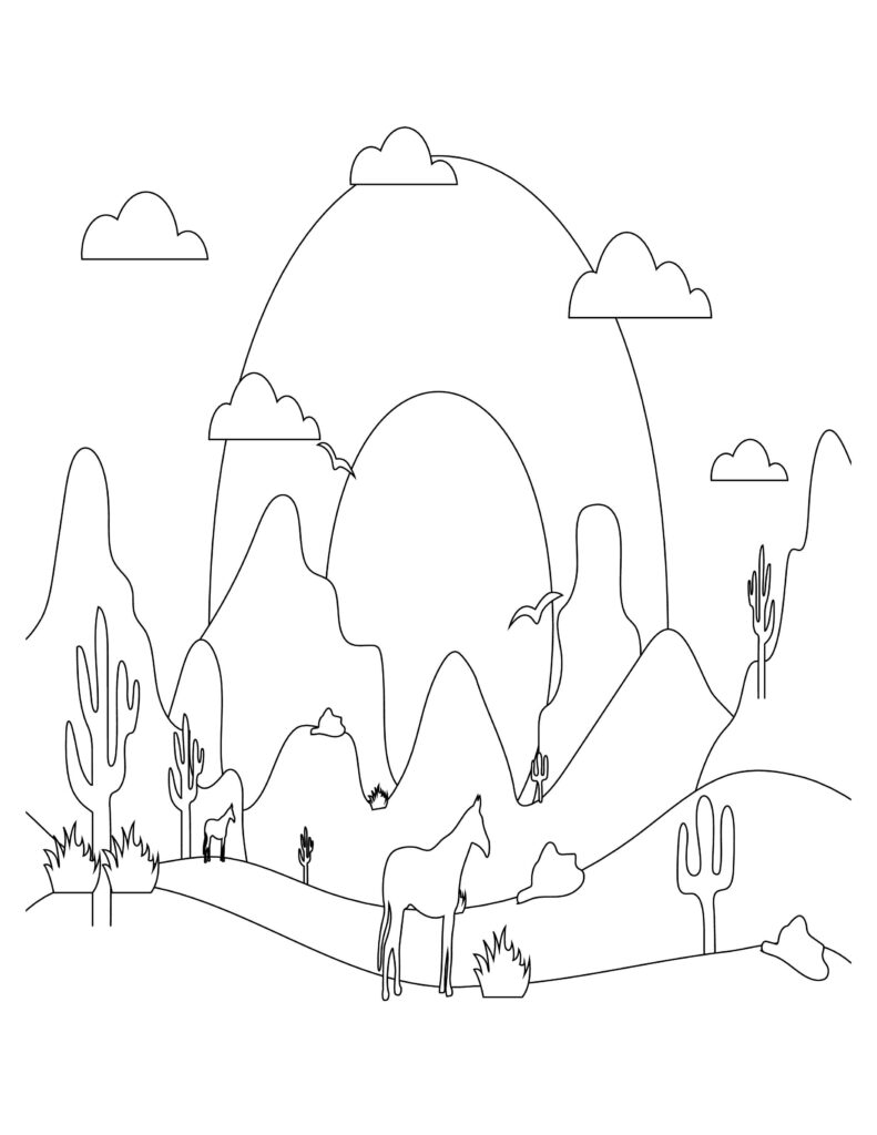 175+ Desert Landscape Coloring Pages Printable 47