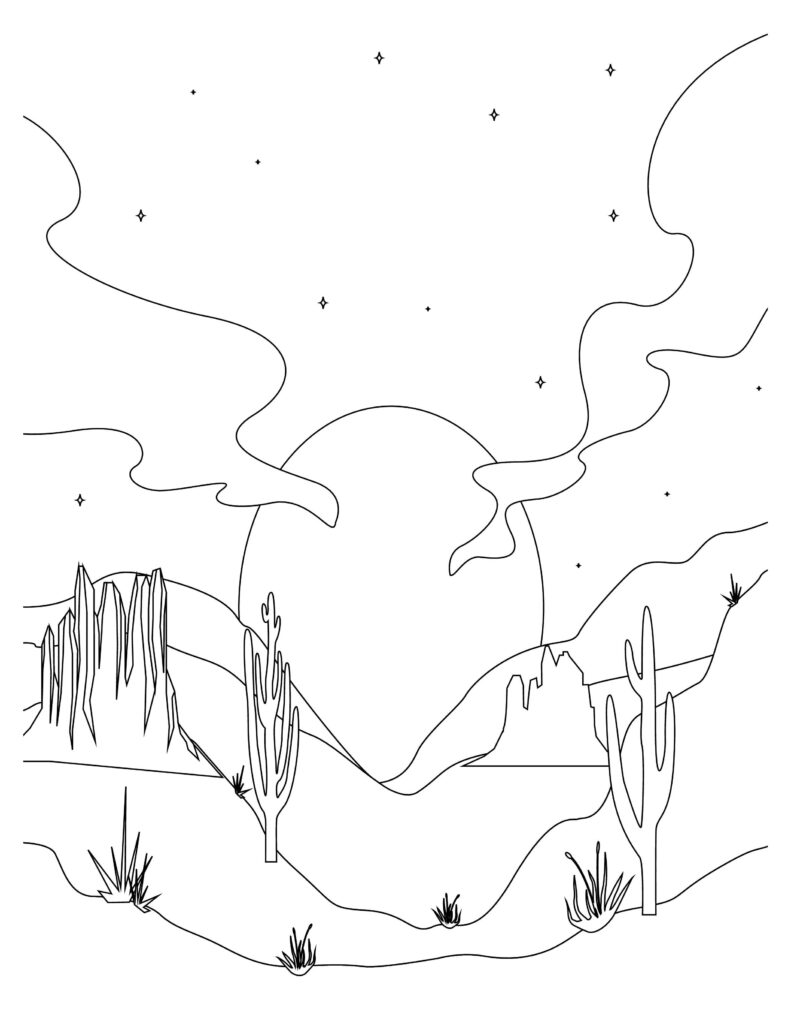 175+ Desert Landscape Coloring Pages Printable 49