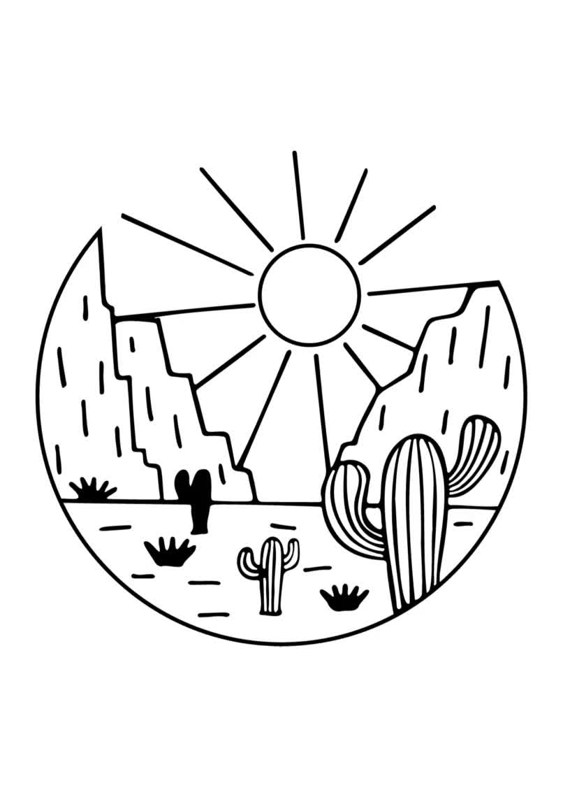 175+ Desert Landscape Coloring Pages Printable 69