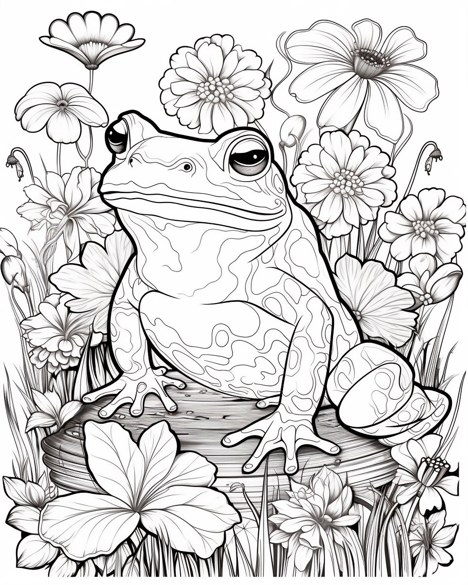 190+ Frog Coloring Page Designs 104