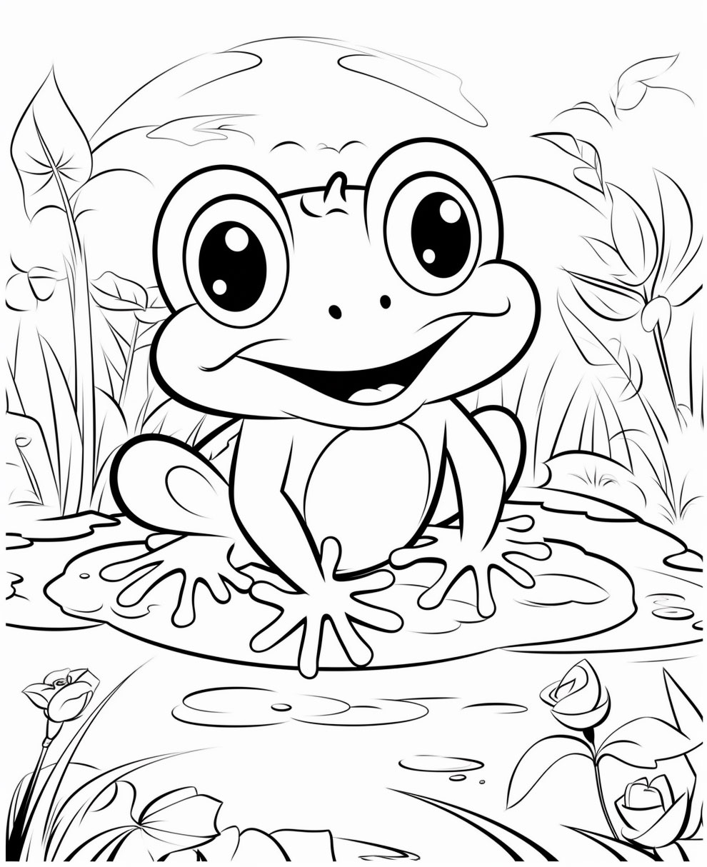 190+ Frog Coloring Page Designs 109