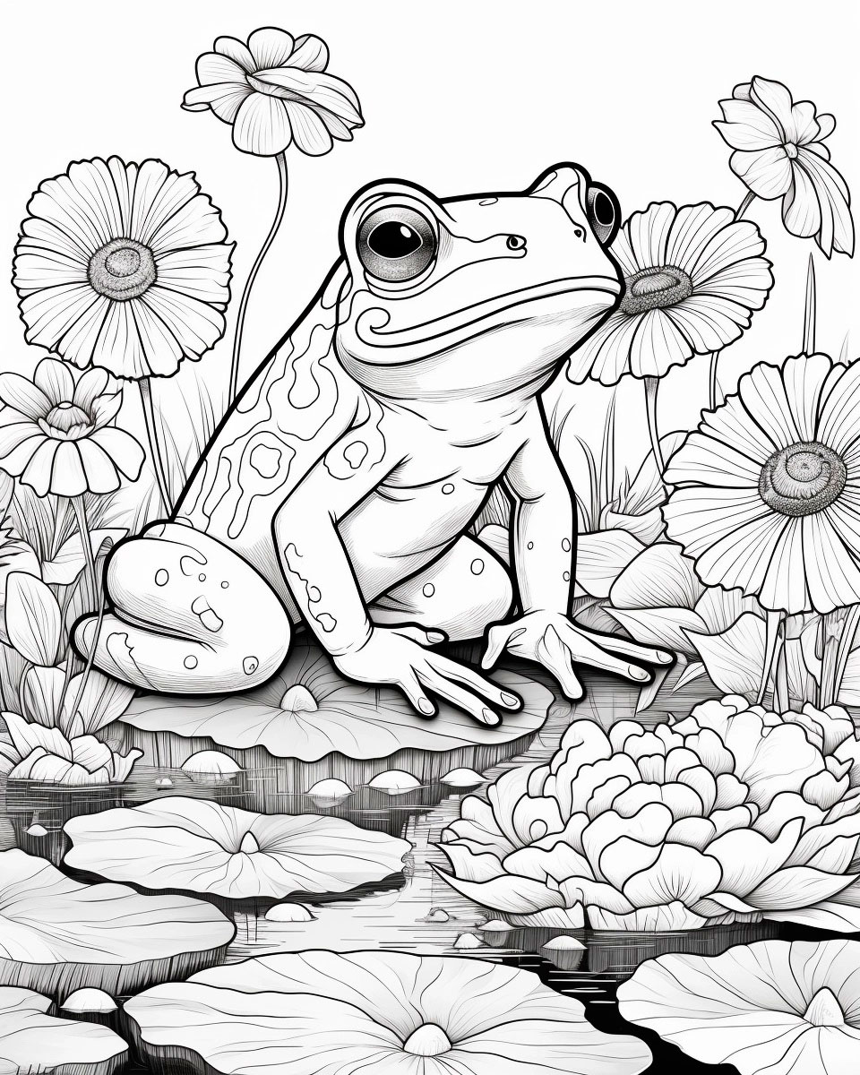 190+ Frog Coloring Page Designs 121