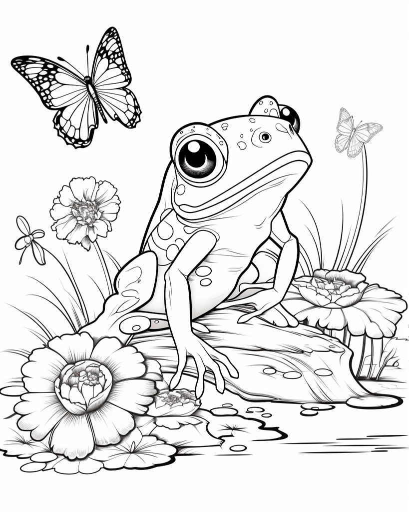 190+ Frog Coloring Page Designs 141