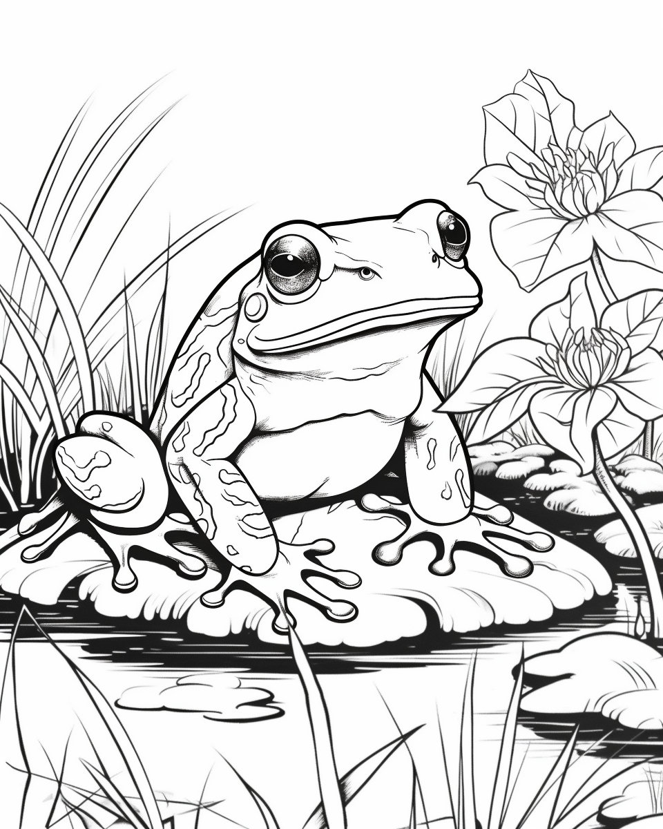 190+ Frog Coloring Page Designs 145